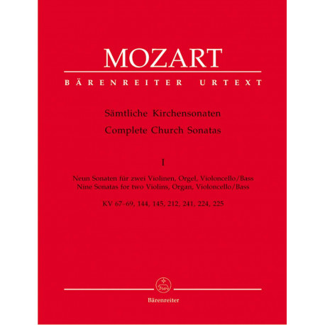 Mozart: Church Sonatas, Vol. 1: (K.67-69, 144, 145, 212, 224, 225, 241) (Urtext)