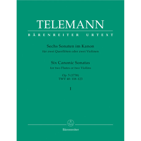 Telemann, Georg Philipp Six Canonic Sonatas for Two Violins (or Two Flutes) op. 5 TWV 40: 118-120 Volume 1
