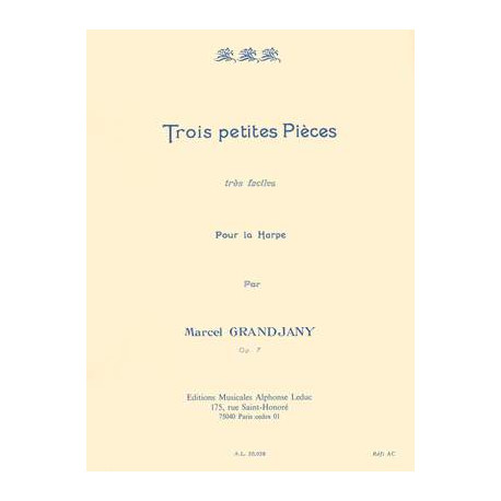 Marcel Grandjany: 3 Petites Pièces Opus 7