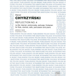 Marcel Chyrzyński Reflection No. 4 na flet, klarnet, wiolonczelę, perkusję i fortepian - partytura