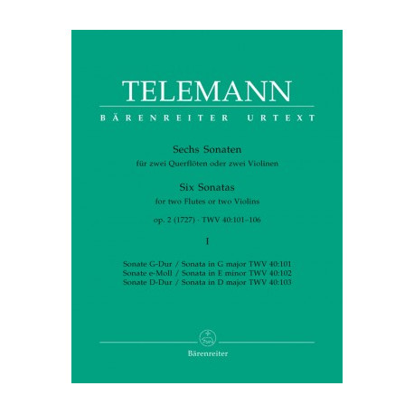 Six Sonatas for two Flutes or two Violins. Telemann